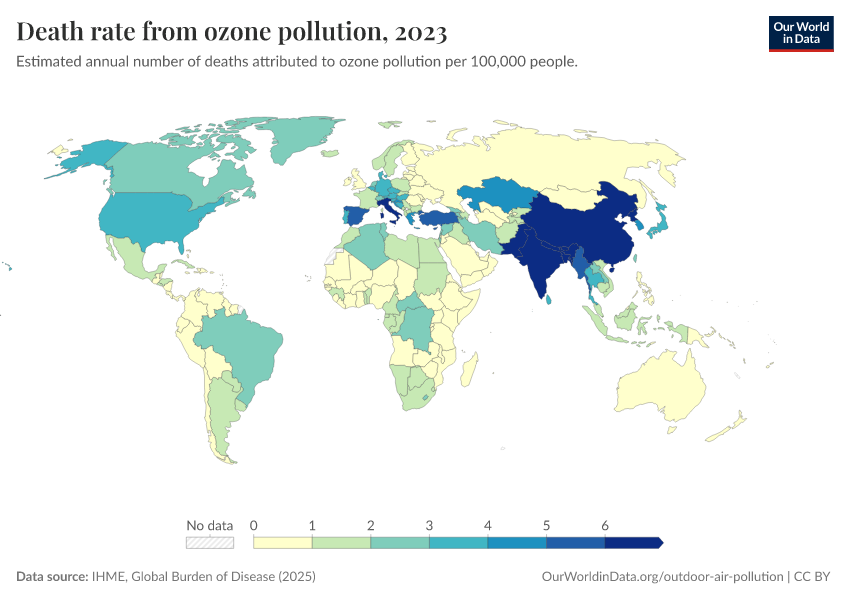 A thumbnail of the "Death rate from ozone pollution" chart