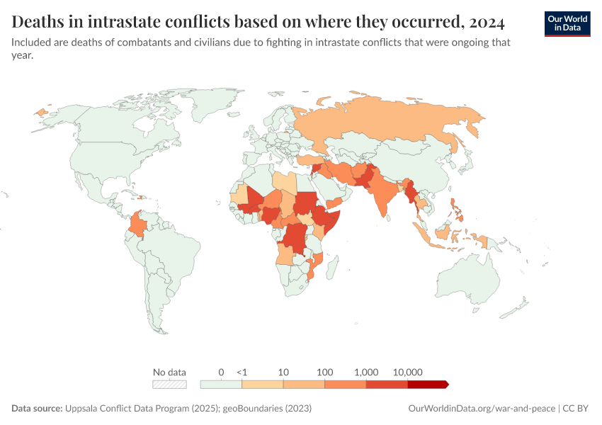 A thumbnail of the "Deaths in intrastate conflicts based on where they occurred" chart