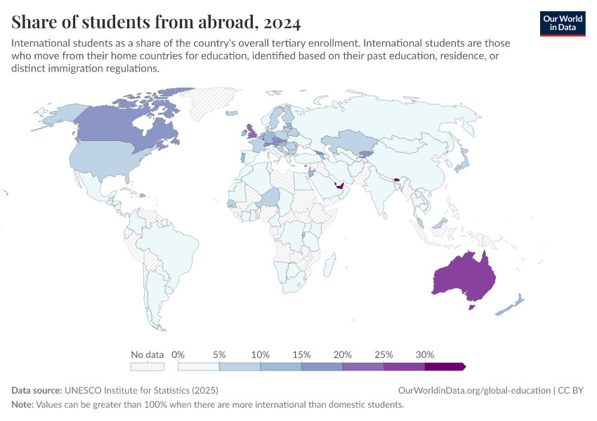A thumbnail of the "Share of students from abroad" chart