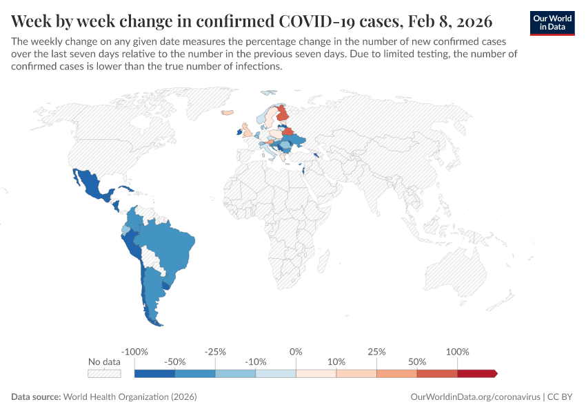 A thumbnail of the "Week by week change in confirmed COVID-19 cases" chart
